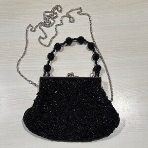 Elegant Black Beaded Evening Bag